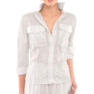 NWT Gretchen Scott Metallic Flap Blouse